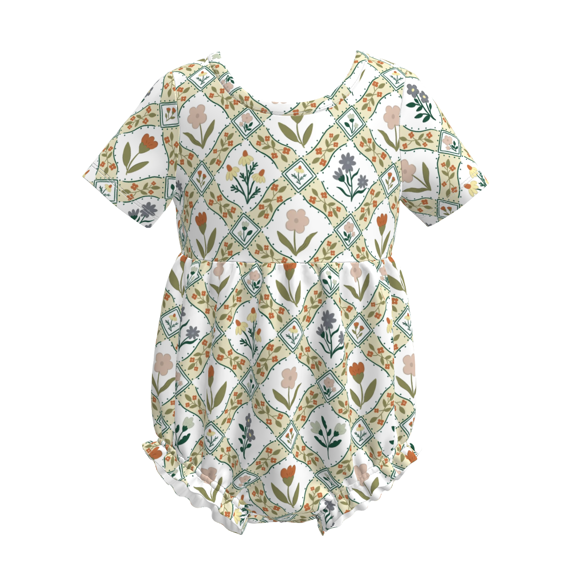 (Pre Order)Toddler Girls Spring&Summer Floral Print Romper