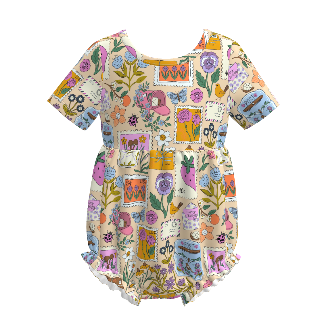 (Pre Order)Toddler Girls Spring&Summer Floral Print Romper