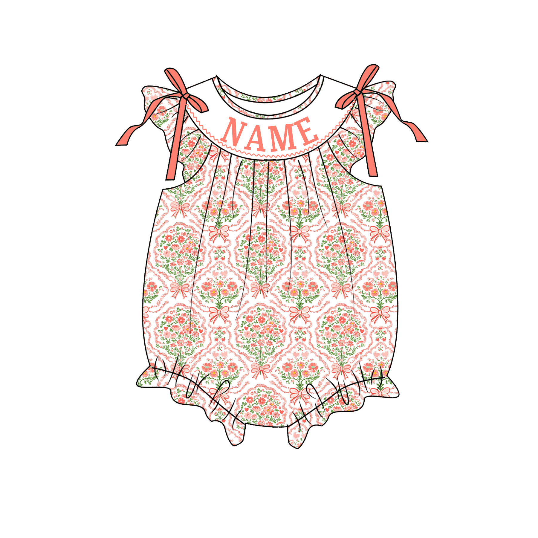 (Pre Order)Sisters Spring&Summer Floral Embroidery Smocked Dress&Romper