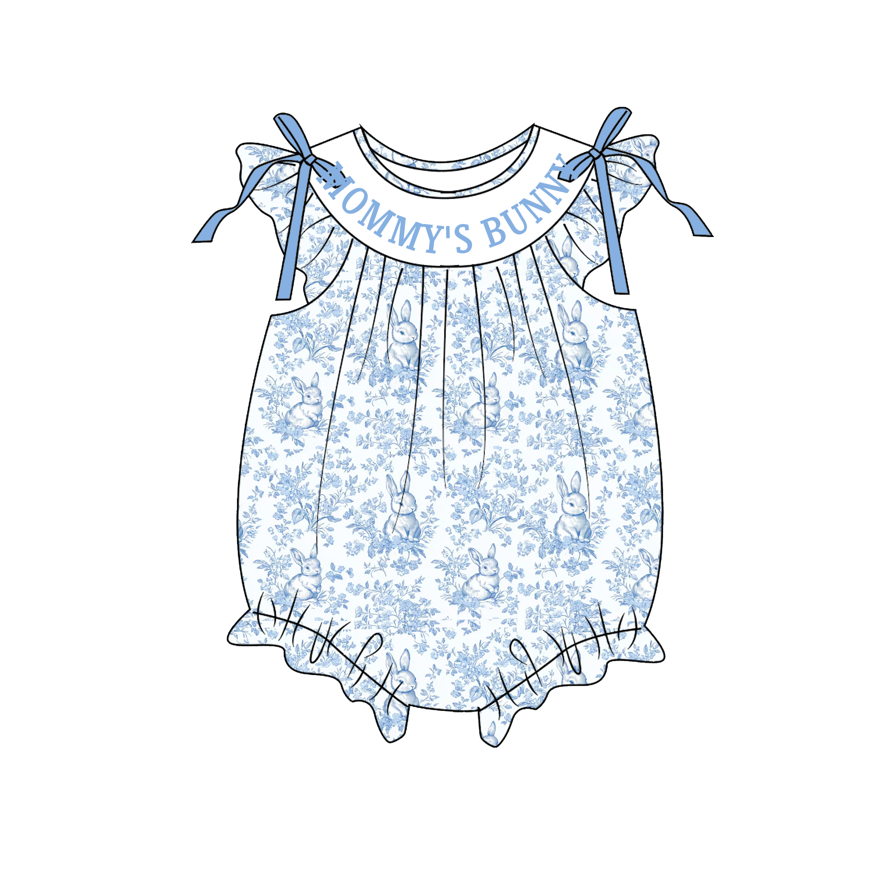 (Pre Order)Sisters Easter Bunny Embroidery Smocked Dress&Romper