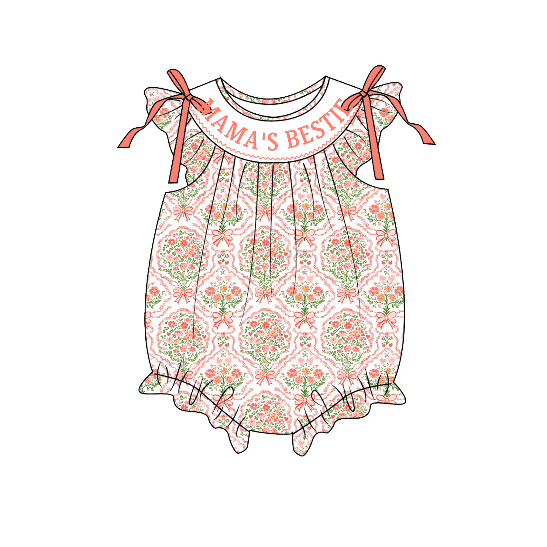 (Pre Order)Sisters Spring&Summer Floral Embroidery Smocked Dress&Romper