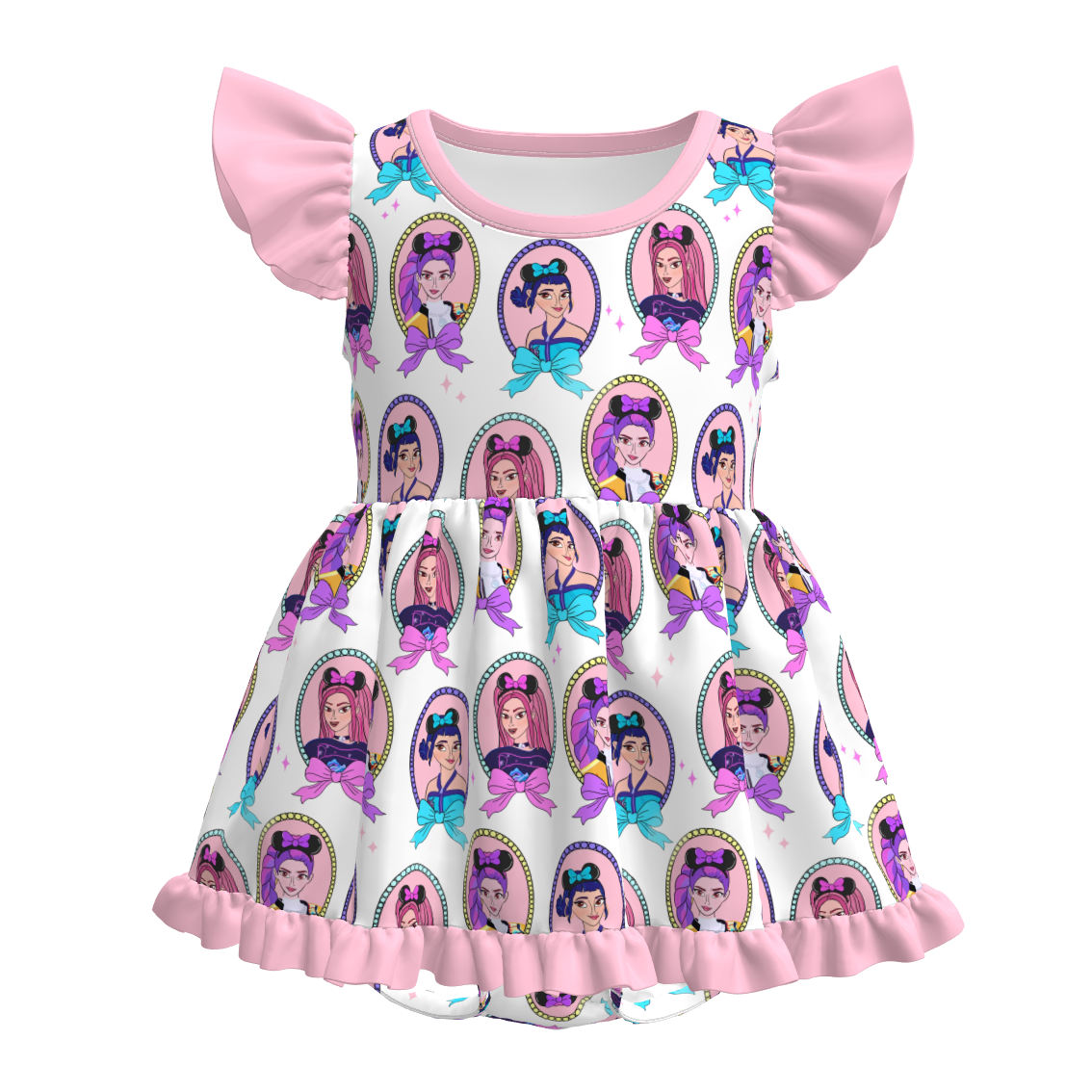 (Pre Order)Toddler Girls Spring&Summer Movie Character Print Romper