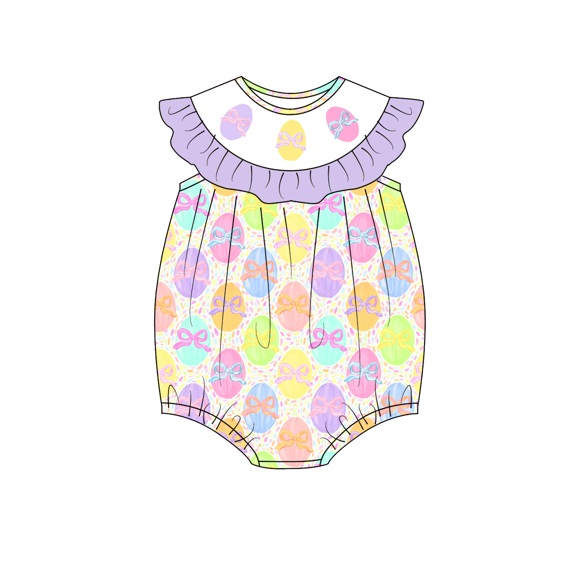 (Pre Order)Sisters Easter Egg Embroidery Smocked Dress&Romper
