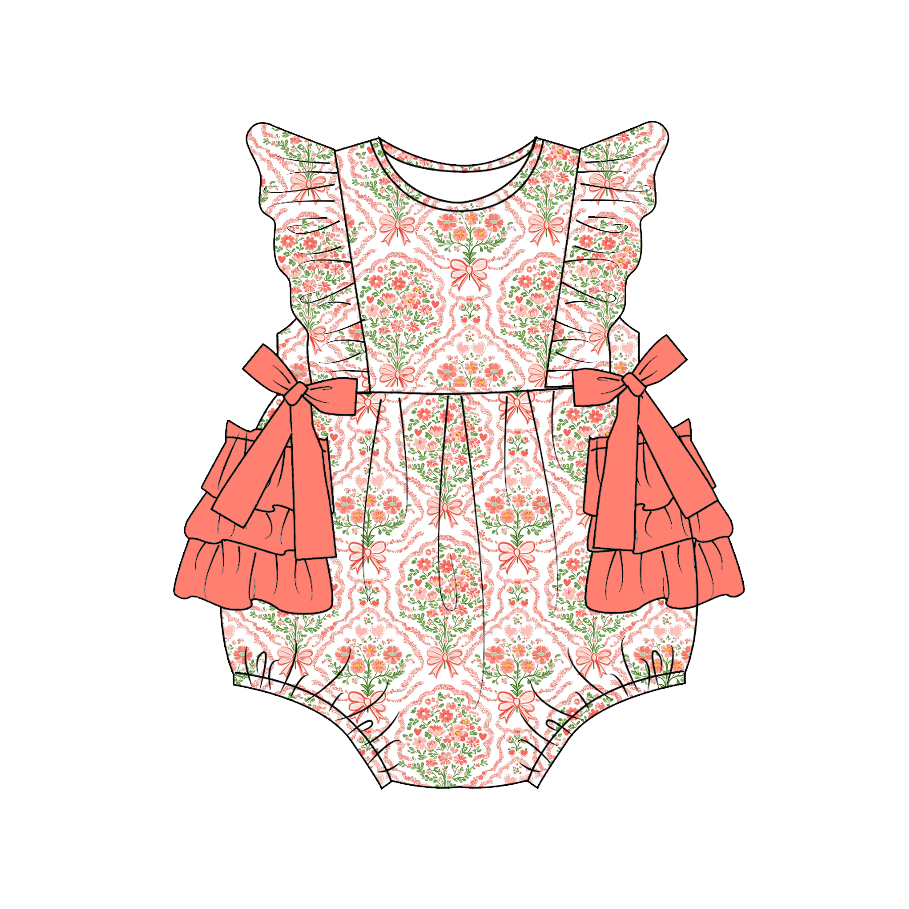 (Pre Order)Toddler Girls Easter Bunny Print Romper