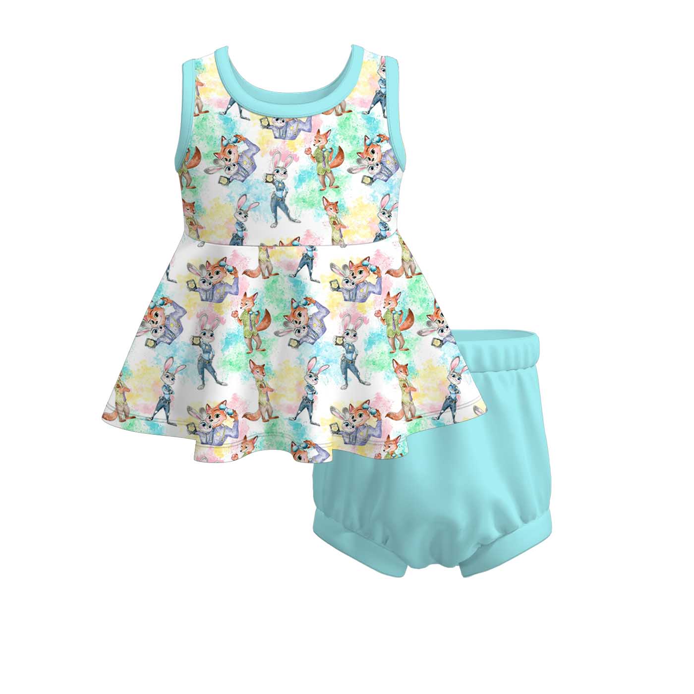 (Pre Order)Sisters Spring&Summer Cartoon Print Dress,Set&Romper