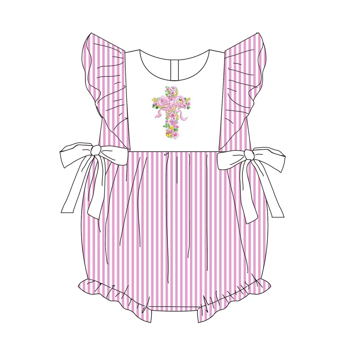(Pre Order)Siblings Easter Cross Embroidery Dress,Set&Romper