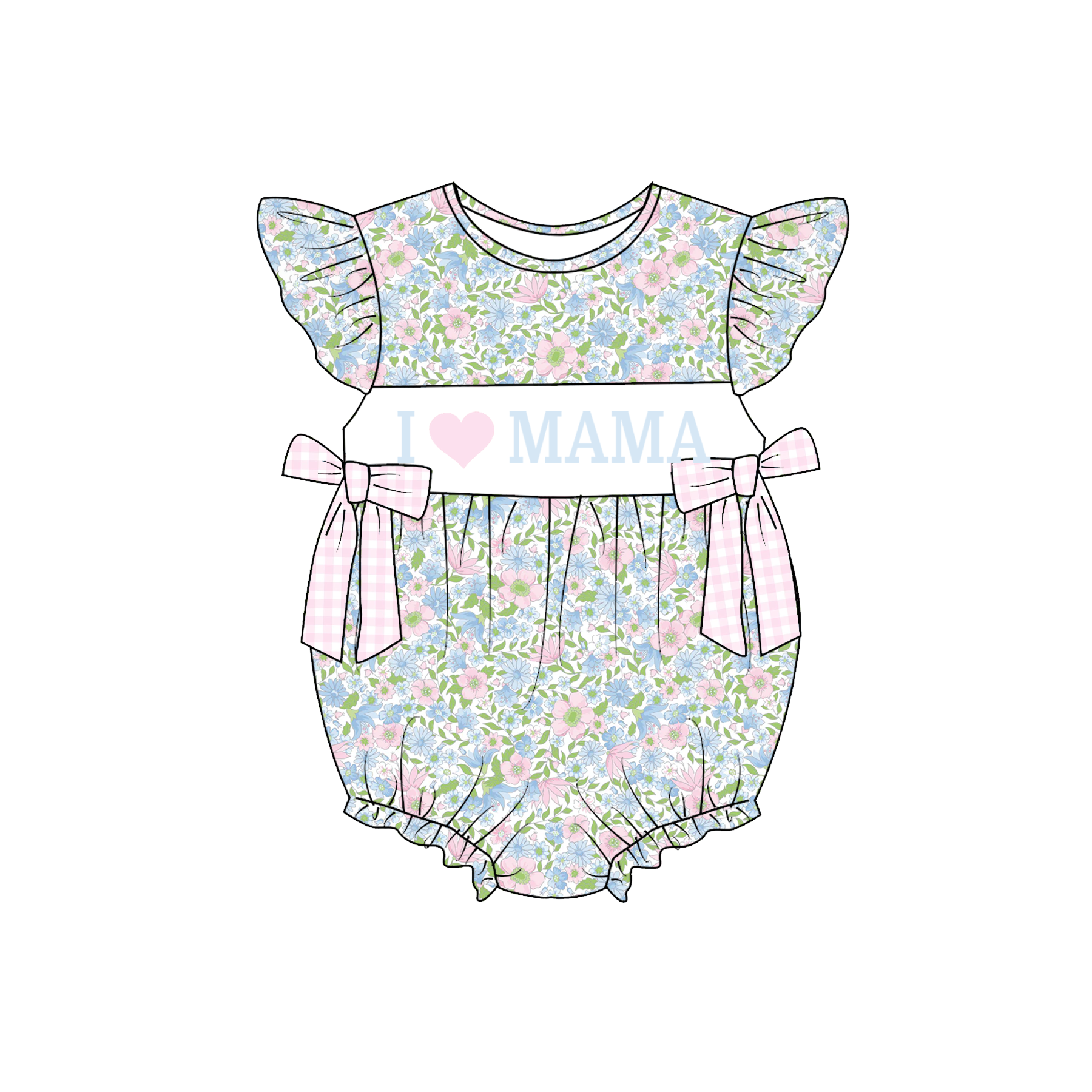(Pre Order)Sisters Spring&Summer I♥MAMA Embroidery Smocked Dress&Romper
