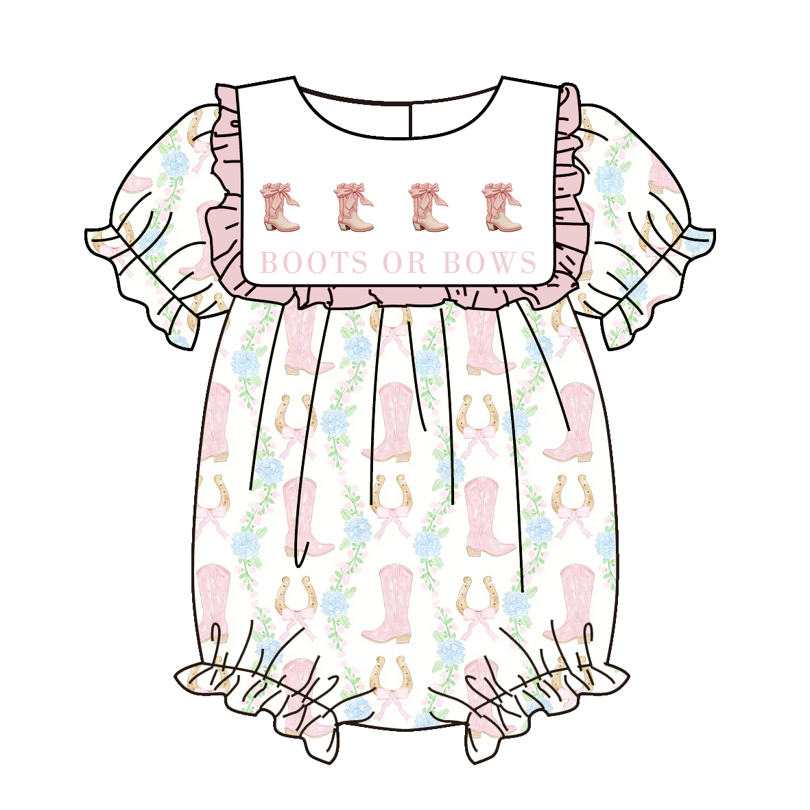 (Pre Order)Sisters Spring&Summer Boots Embroidery Dress&Romper