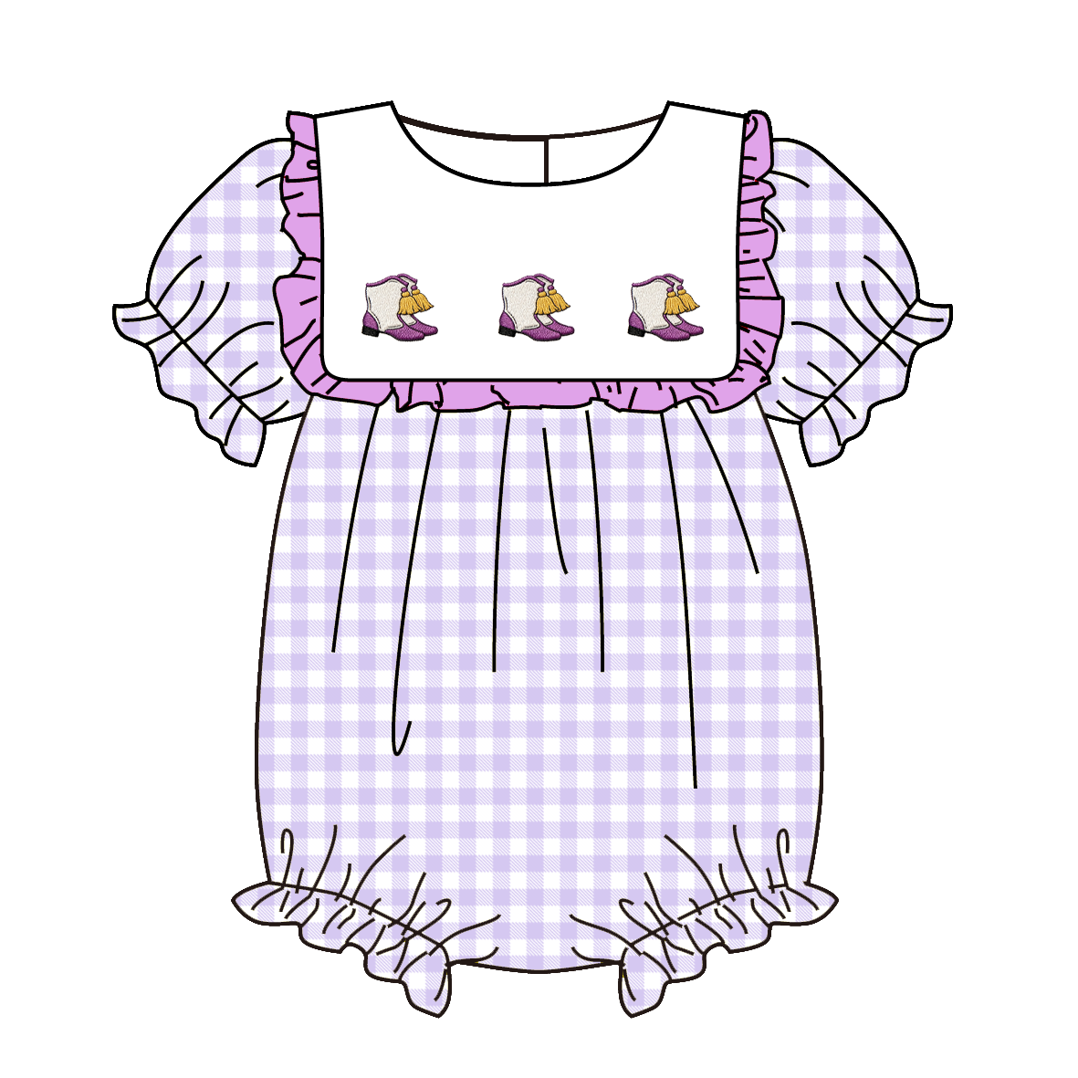 (Pre Order)Sisters Mardi Gras Boots Embroidery Dress&Romper