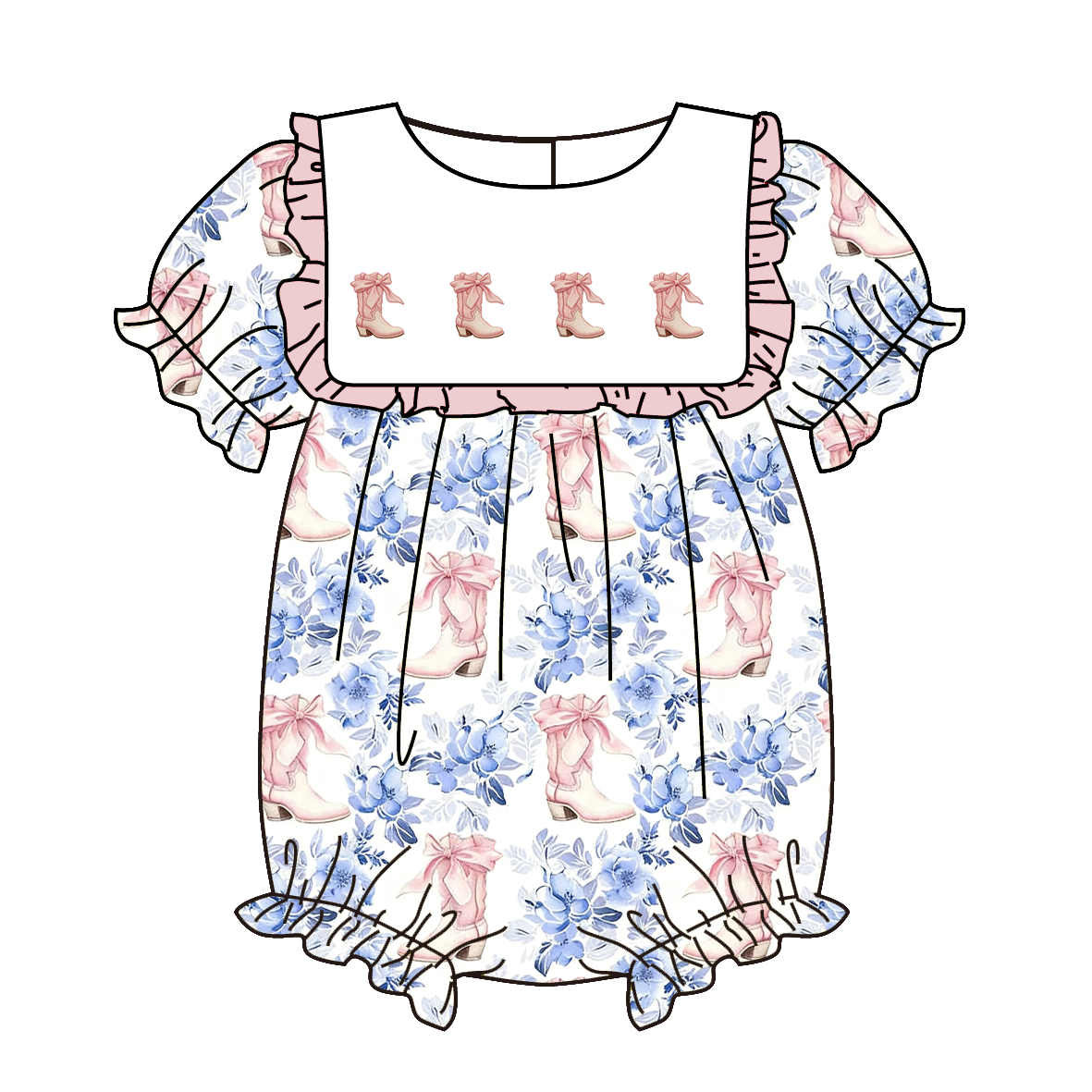 (Pre Order)Sisters Spring&Summer Boots Embroidery Dress&Romper