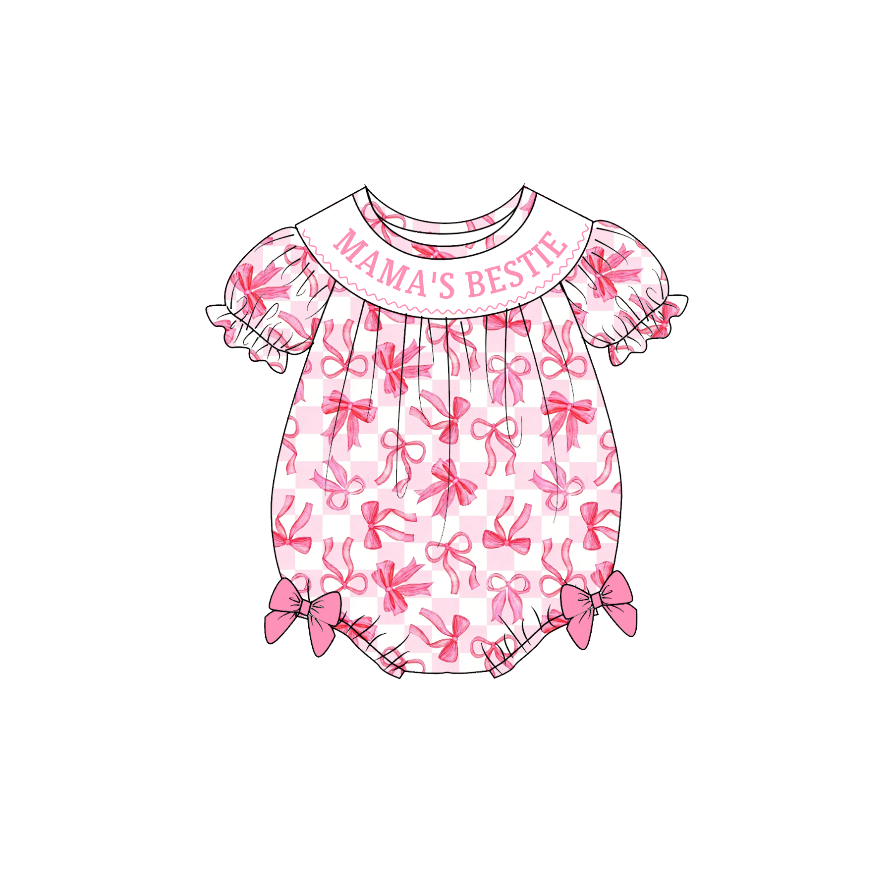 (Pre Order)Sisters Spring&Summer MAMA'S BESTIE Embroidery Smocked Shorts Set&Romper