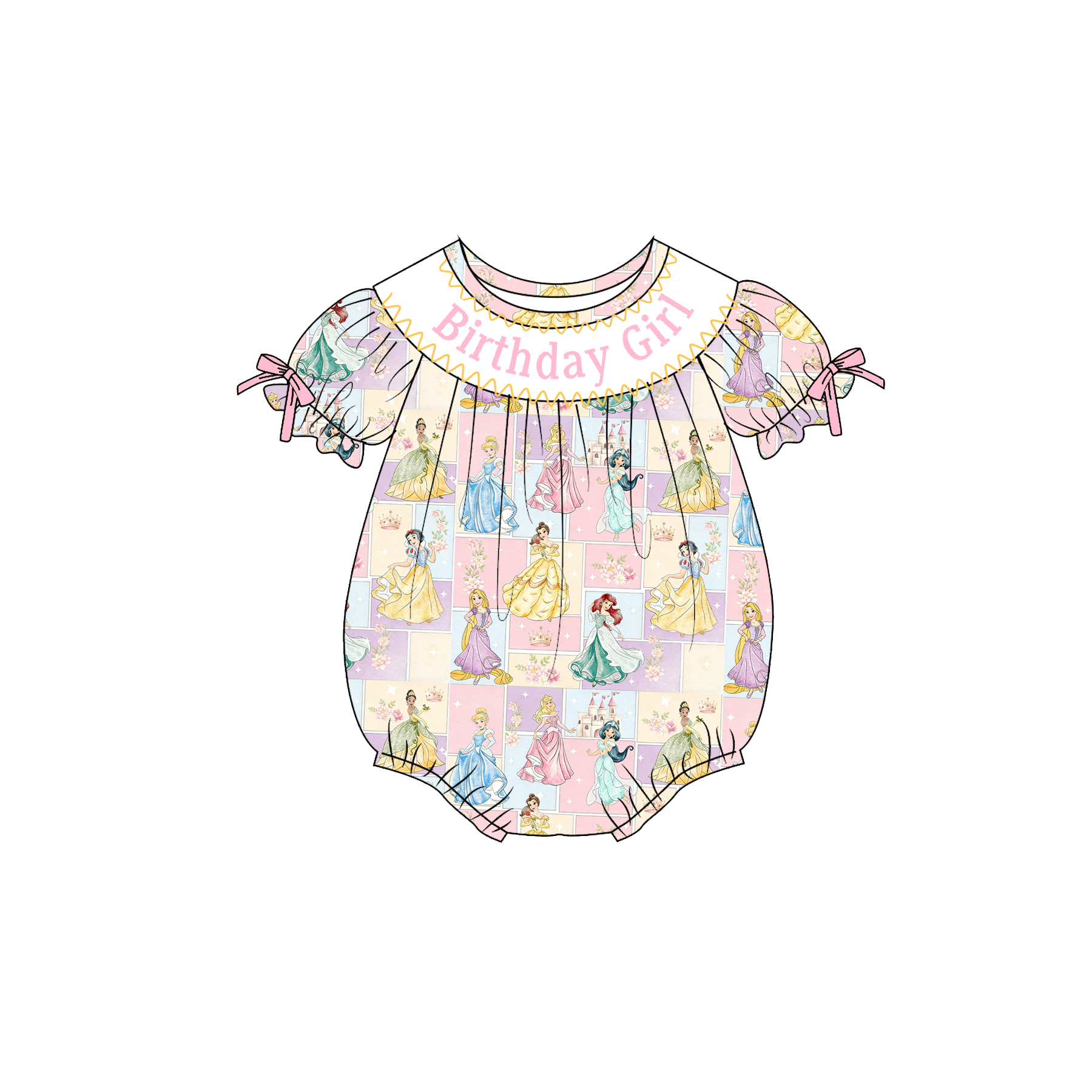 (Pre Order)Sisters Spring&Summer Princess Embroidery Smocked Shorts Set&Romper