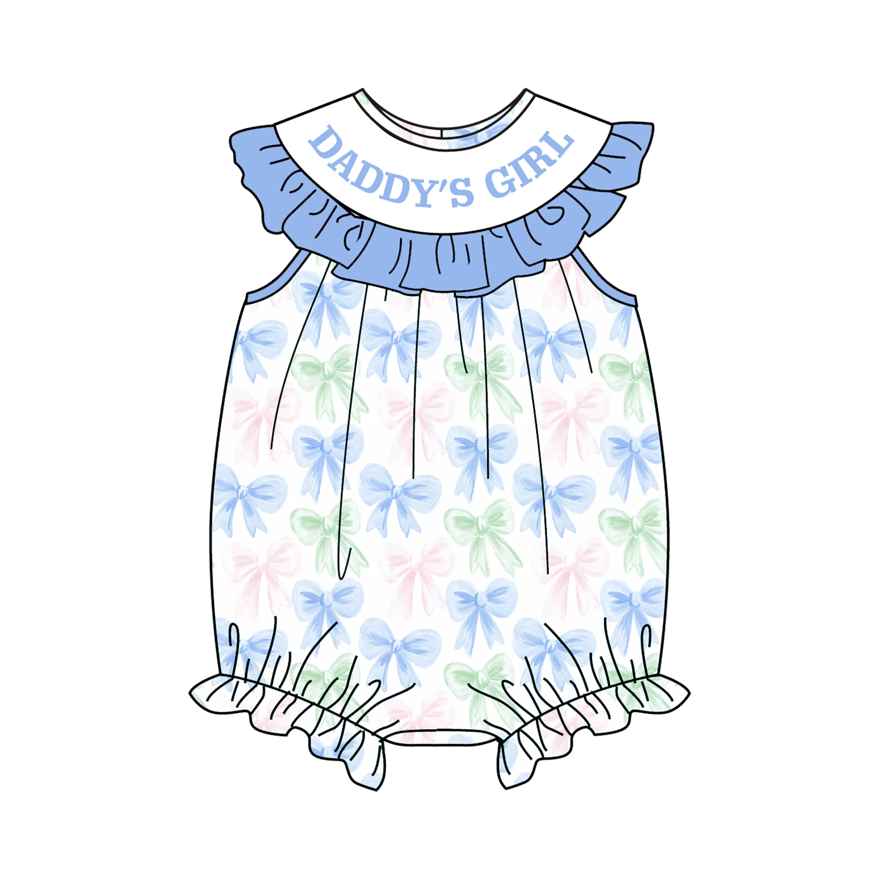 (Pre Order)Sisters Spring&Summer DADDY'S GIRL Embroidery Smocked Dress&Romper