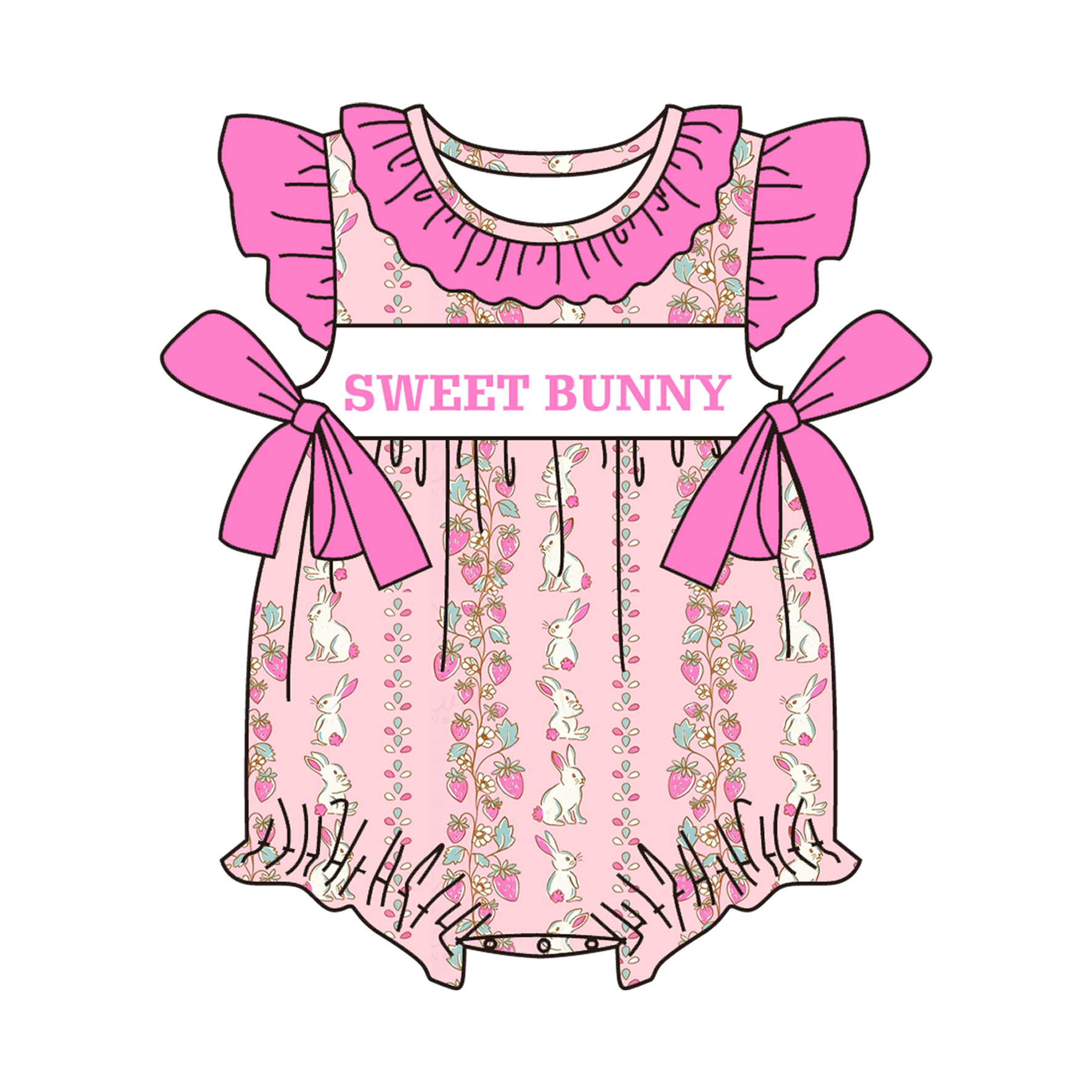 (Pre Order)Sisters Easter Bunny Embroidery Smocked Dress&Romper
