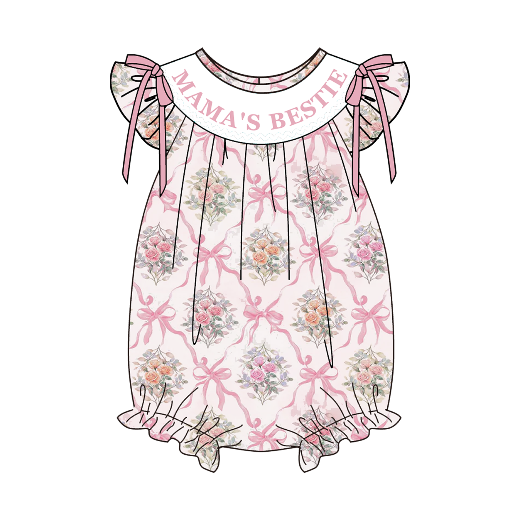 (Pre Order)Sisters Spring&Summer Embroidery Smocked Shorts Set&Romper