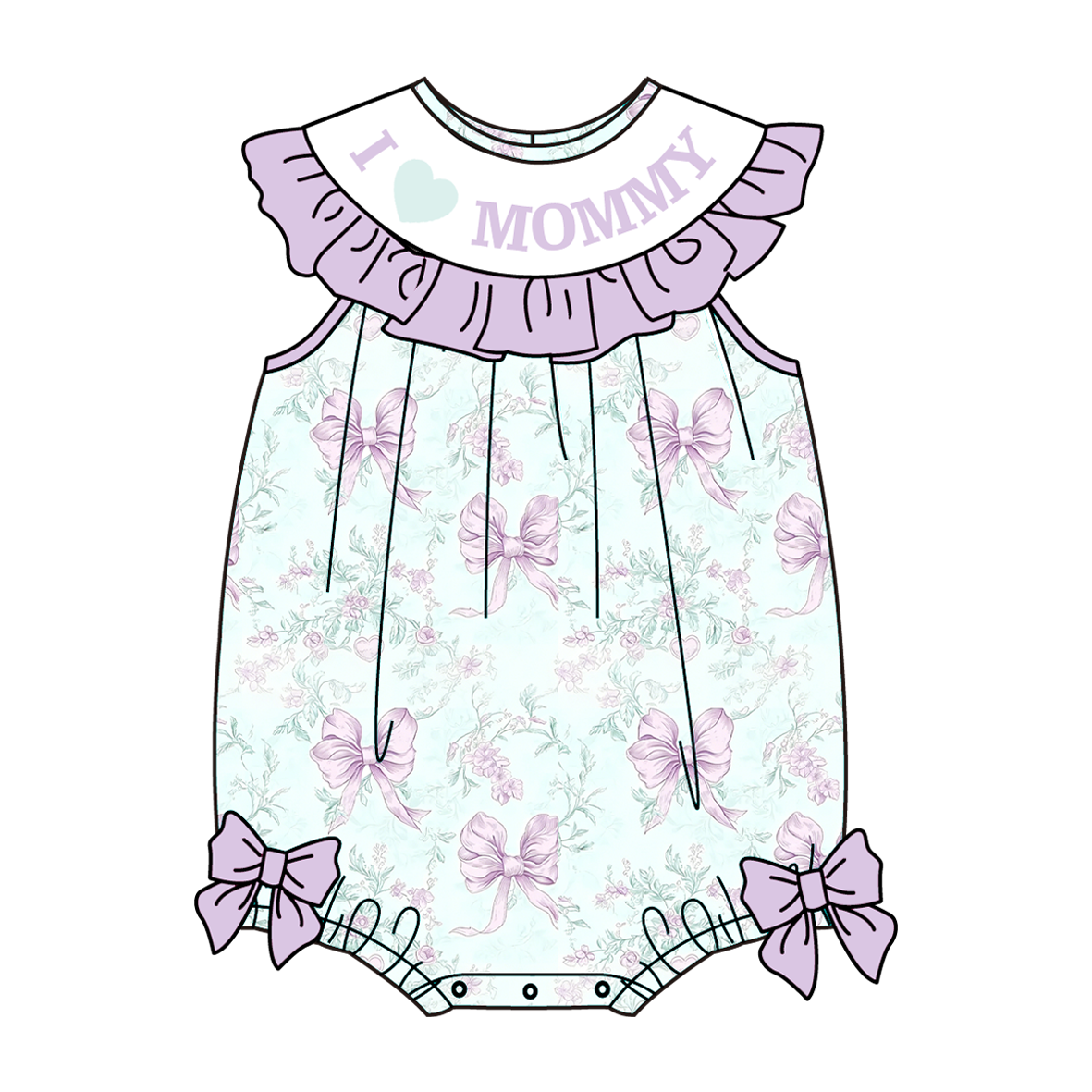 (Pre Order)Siblings I♥MOMMY Embroidery Smocked Dress,Bloomer Set&Romper