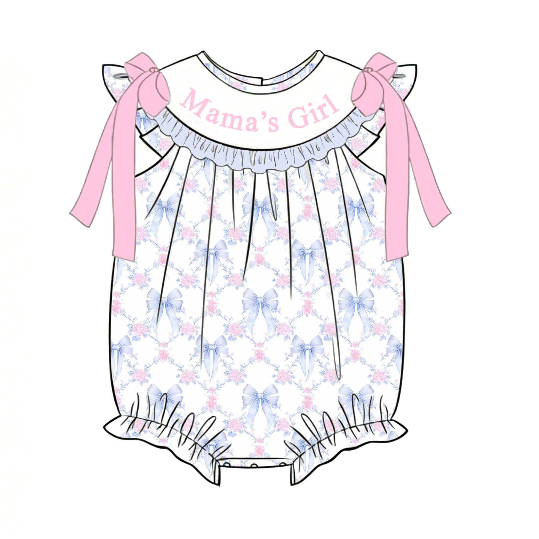 (Pre Order)Siblings MAMA'S GIRL&BOY Embroidery Smocked Dress,Set&Romper