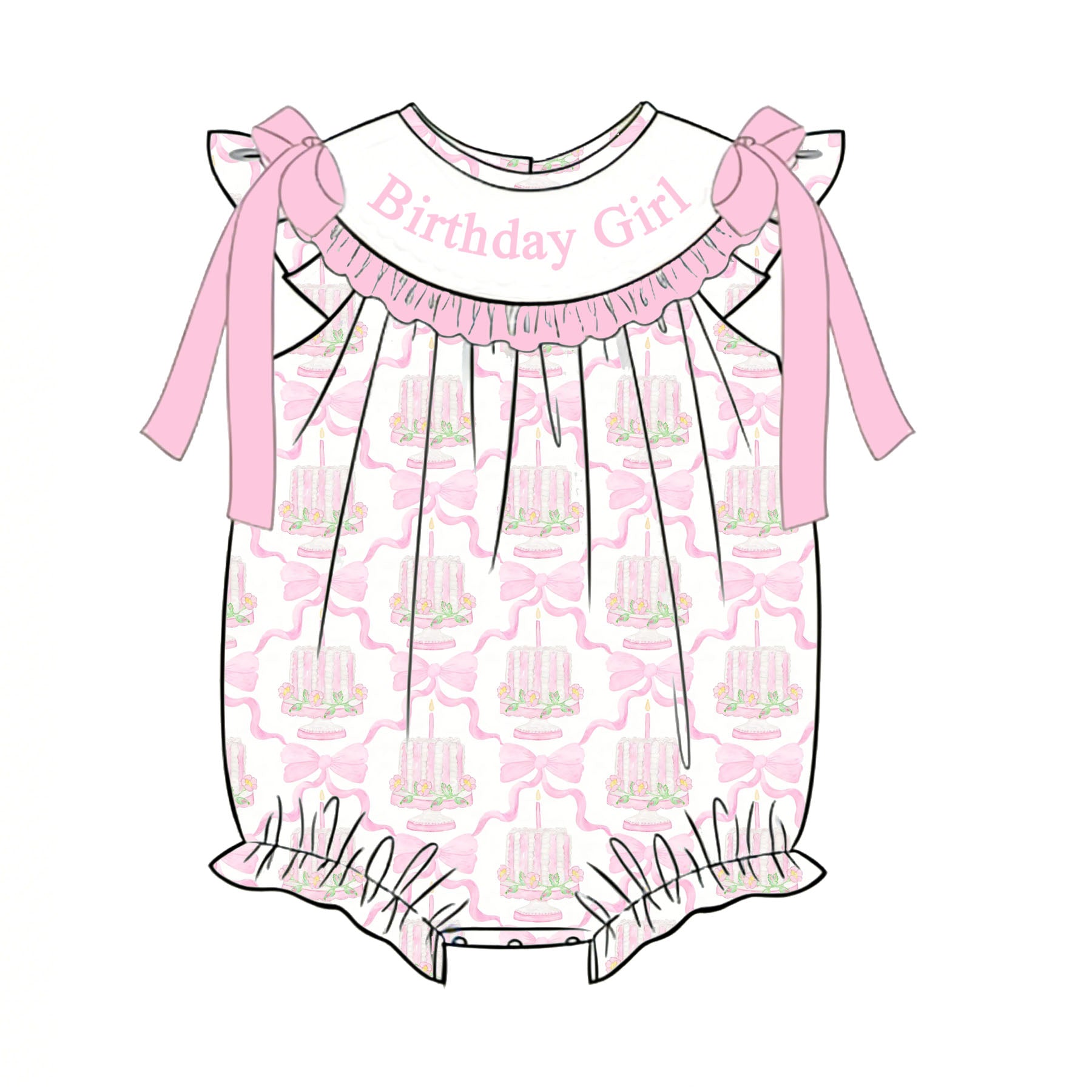 (Pre Order)Sisters Spring&Summer BIRTHDAY GIRL Embroidery Smocked Dress&Romper
