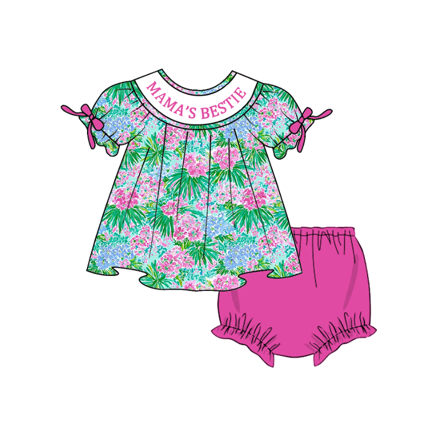 (Pre Order)Sisters Spring&Summer MAMA'S BESTIE Embroidery Smocked Dress&Romper