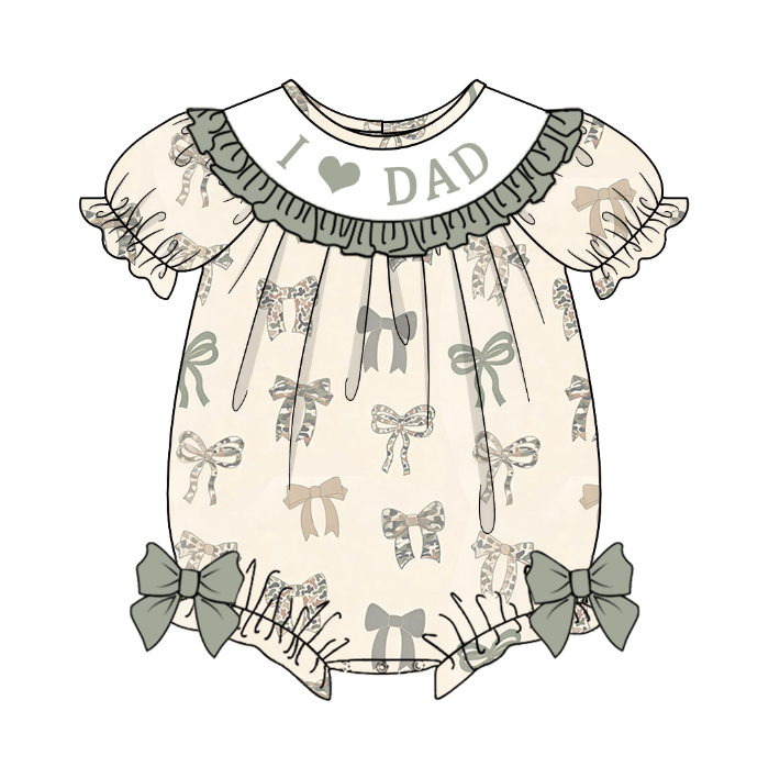 (Pre Order+Prepack Zone)Siblings I♥DAD Embroidery Smocked Dress,Set&Romper