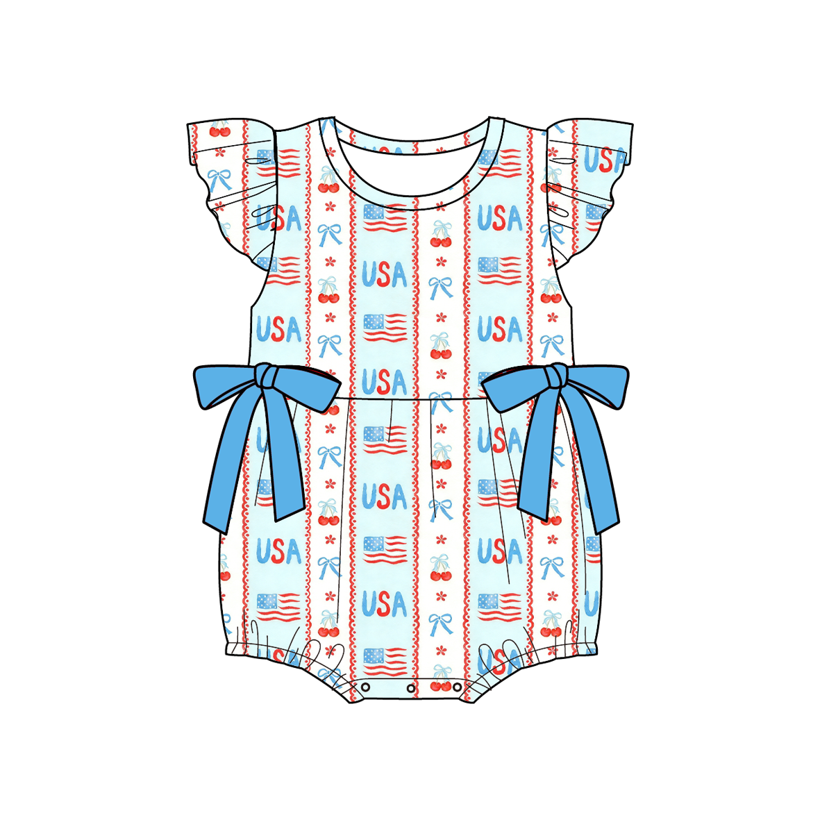 (Pre Order)Family Summer Patriotic Print Dress,Set&Romper
