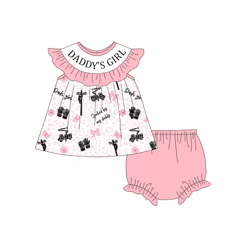 (Pre Order)Sisters DADDY'S GIRL Embroidery Smocked Dress&Romper-Customized name