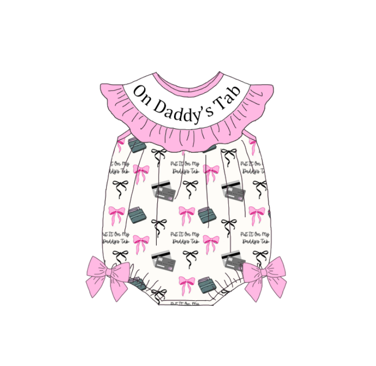 (Pre Order)Sisters ON DADDY'S TAB Embroidery Smocked Dress&Romper-Customized name