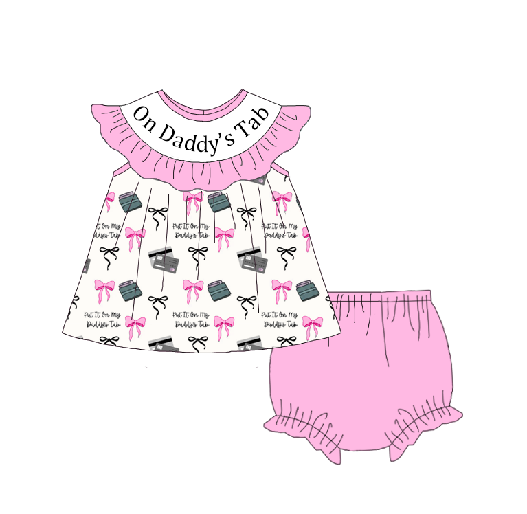 (Pre Order)Sisters ON DADDY'S TAB Embroidery Smocked Dress&Romper-Customized name