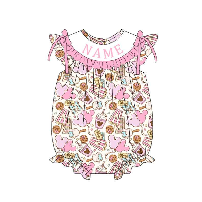 (Pre Order)Sisters Spring&Summer Cartoon Embroidery Smocked Dress,Set&Romper-Customized name