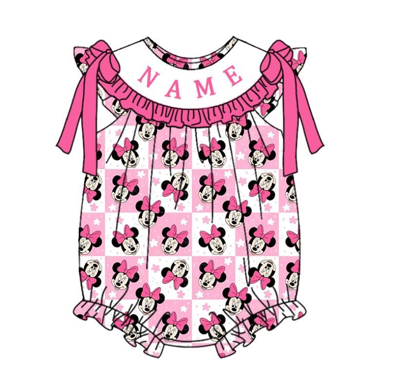 (Pre Order)Sisters Spring&Summer Cartoon Embroidery Smocked Dress,Set&Romper-Customized name
