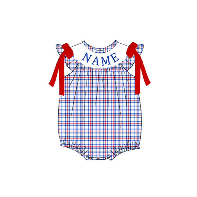 (Pre Order)Siblings Patriotic Embroidery Smocked Dress,Set&Romper-Customized name