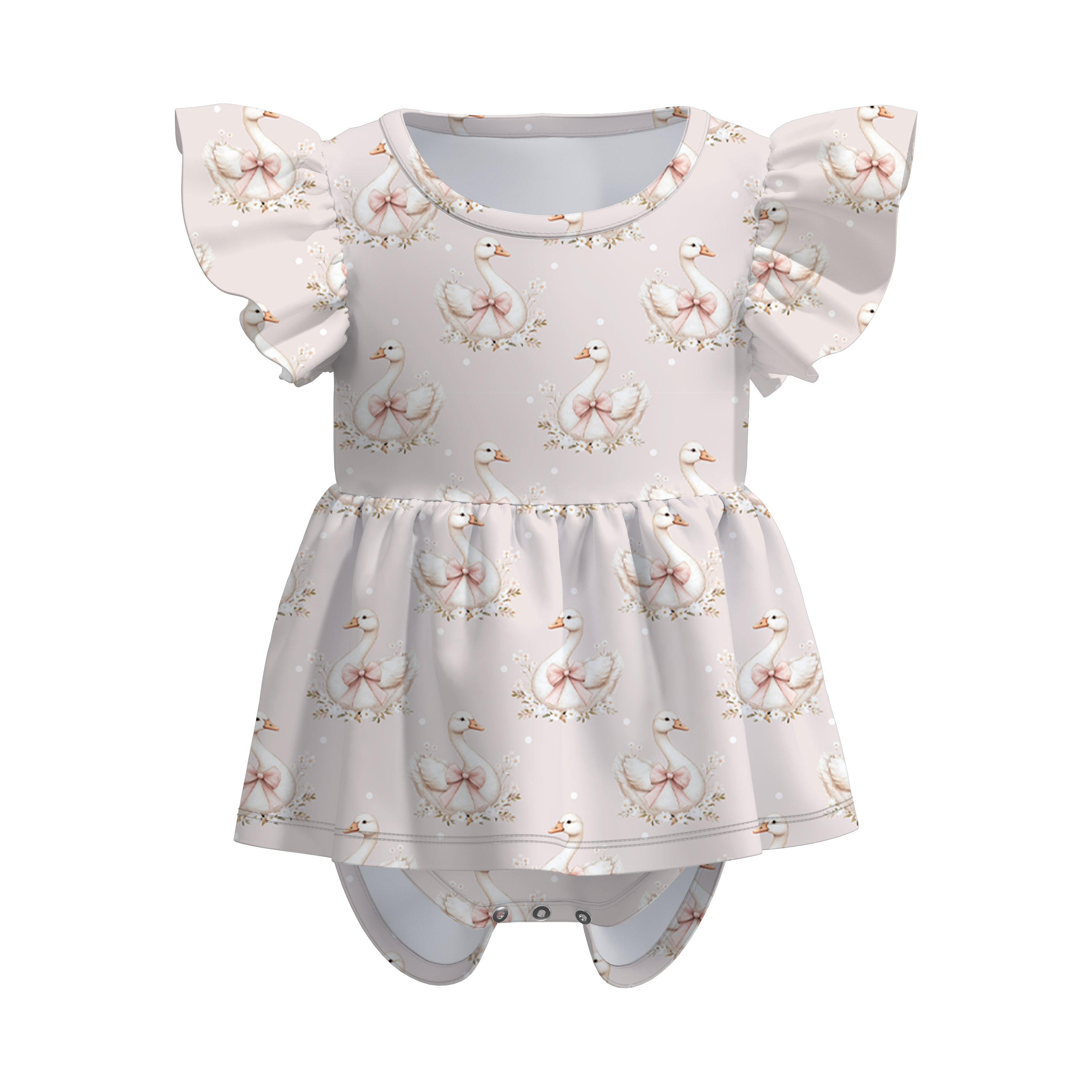 (Pre Order)Toddler Girls Spring&Summer Goose Print Romper