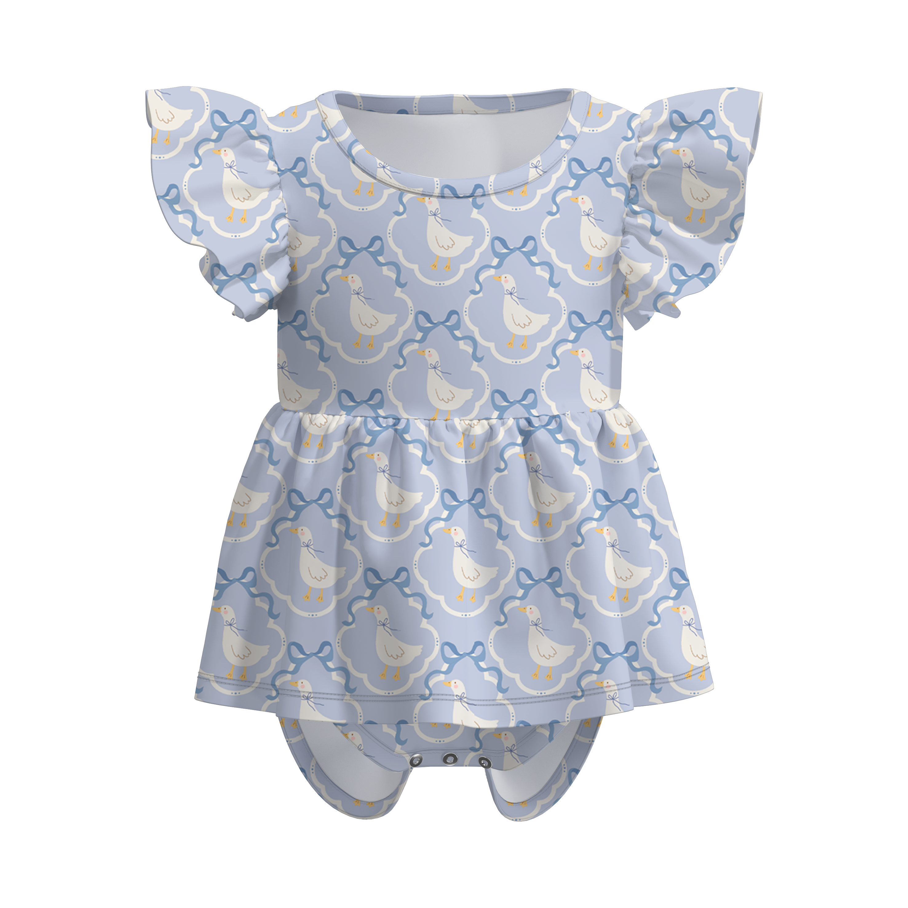 (Pre Order)Toddler Girls Spring&Summer Goose Print Romper