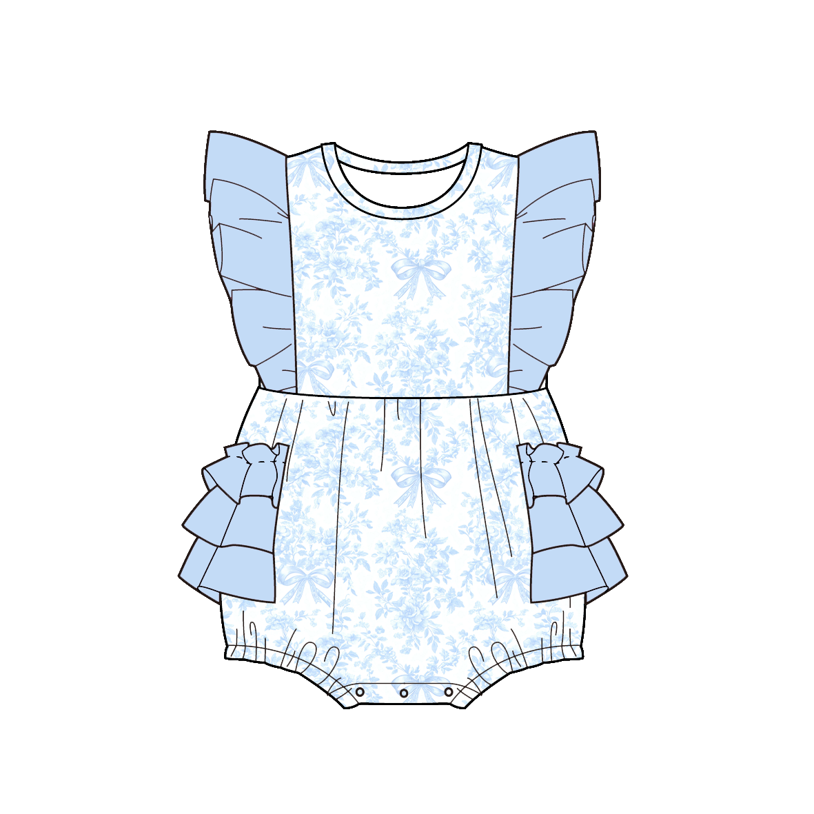 (Pre Order)Sisters Spring&Summer Bow Print Dress,Scallop Set&Romper