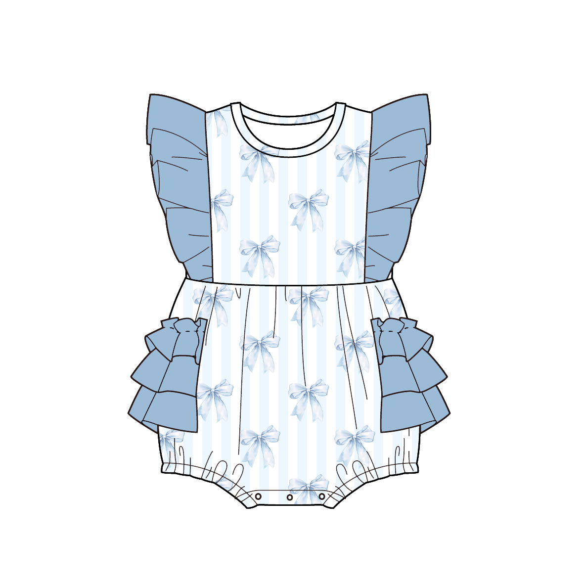 (Pre Order)Sisters Spring&Summer Bow Print Dress,Scallop Set&Romper