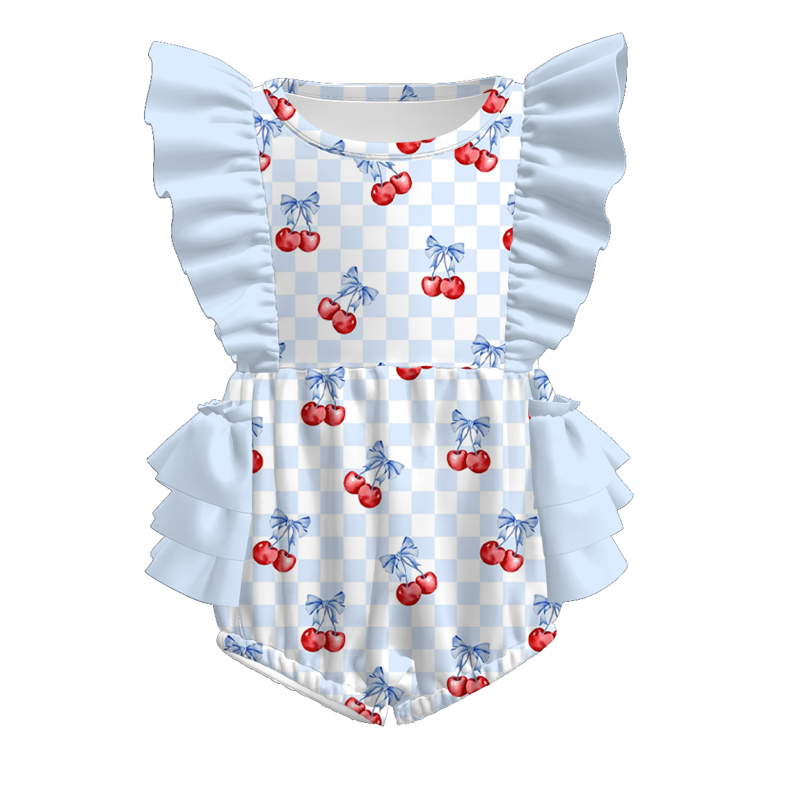 (Pre Order)Toddler Girls Patriotic Bow Print Romper
