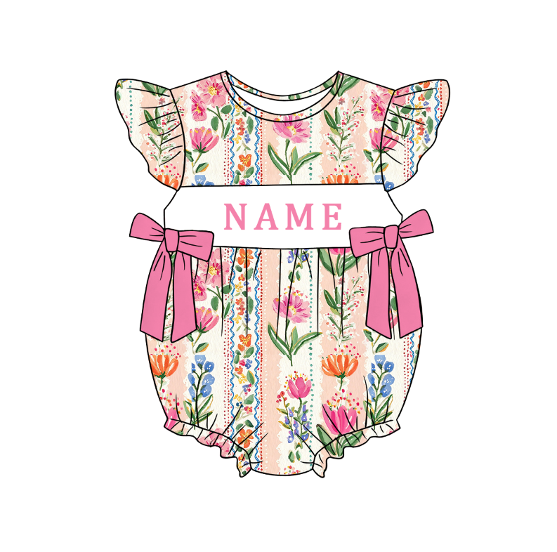 (Pre Order)Sisters Spring&Summer Floral Embroidery Smocked Dress,Set&Romper-Customized name