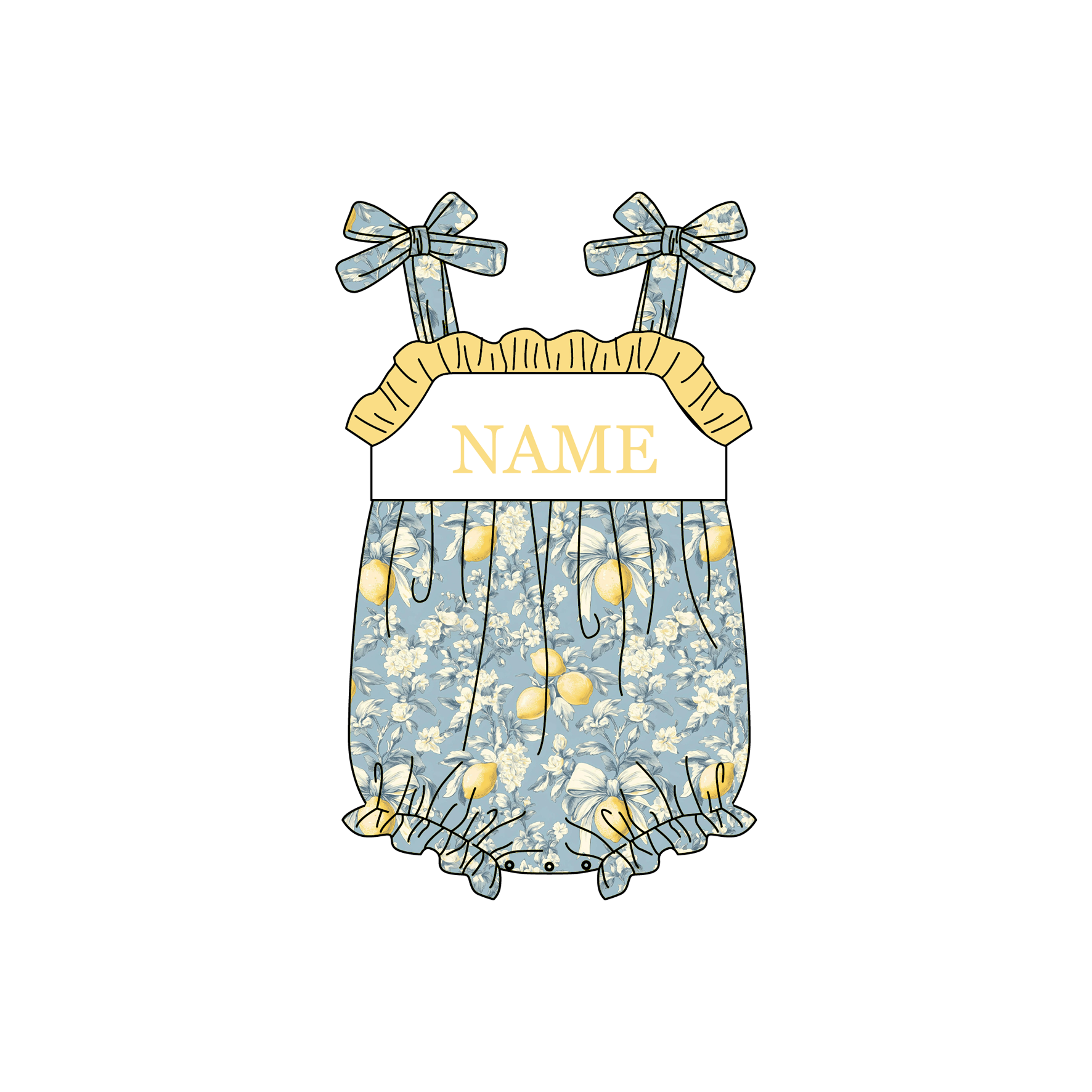 (Pre Order)Sisters Spring&Summer Lemon Embroidery Dress,Set&Romper-Customized name