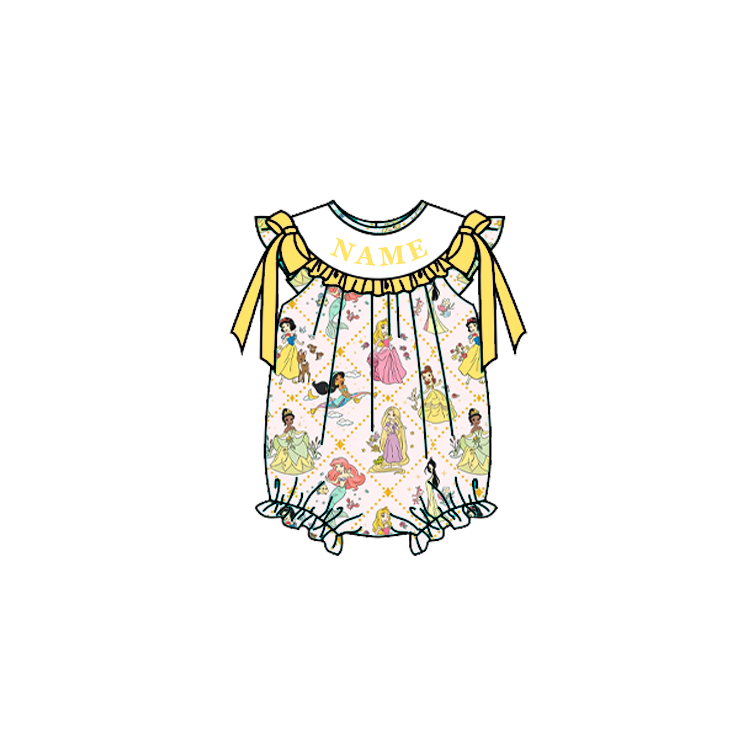 (Pre Order)Siblings Summer Princess Embroidery Smocked Dress,Set&Romper-Customized name