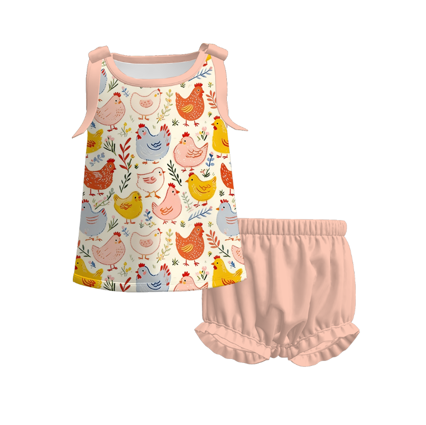 (Pre Order)Sisters Spring&Summer Chick Print Dress,Set,Jumpsuit&Bloomer Set