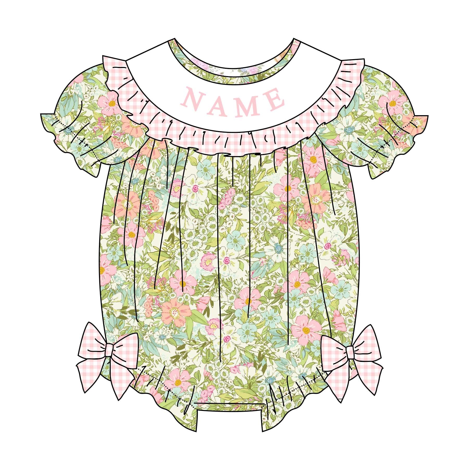 (Pre Order)Sisters Summer Jesus♥You Embroidery Smocked Dress&Romper-Customized Name