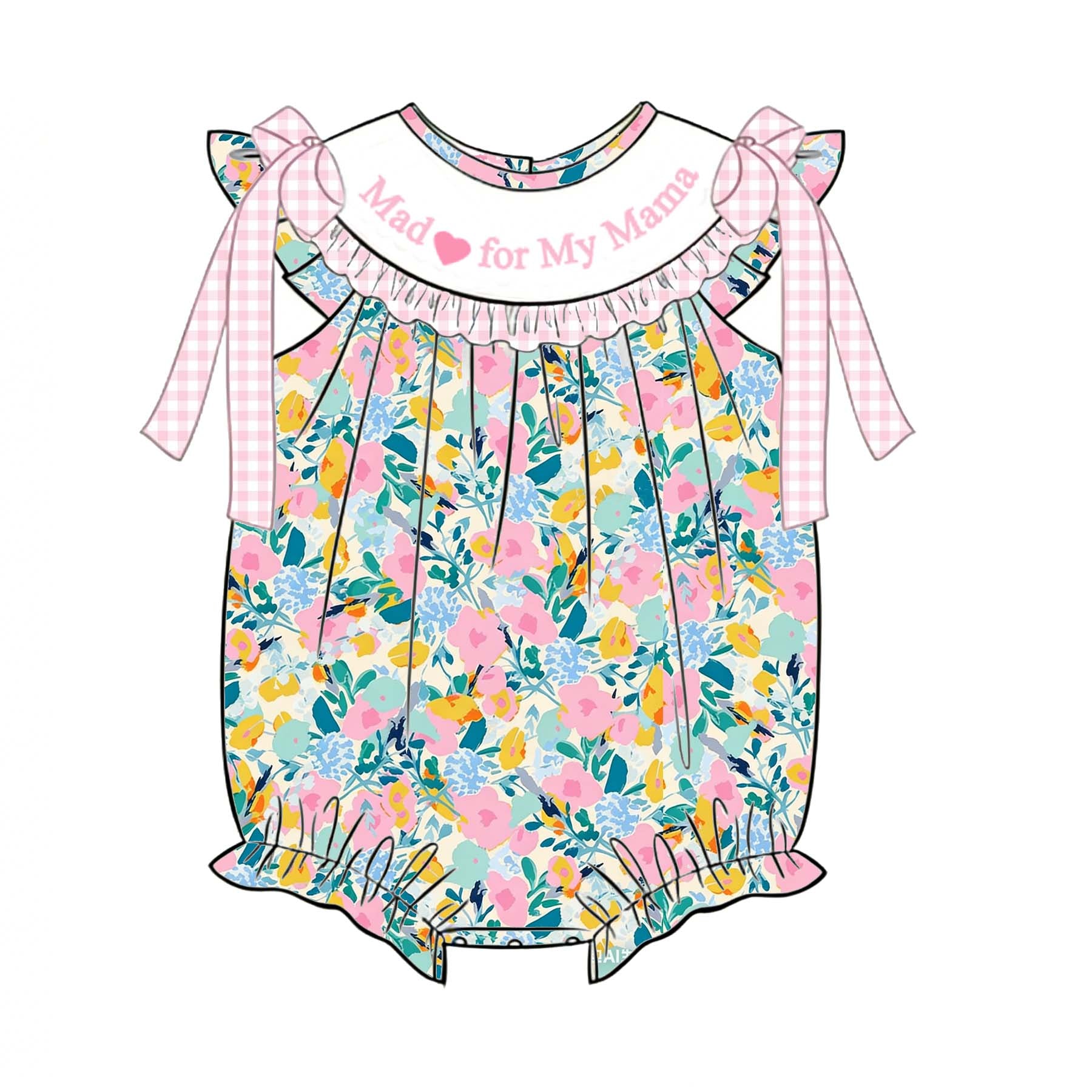 (Pre Order)Sisters Mother's Day Embroidery Smocked Dress&Romper-Customized Name