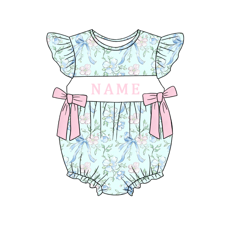 (Pre Order)Sisters Spring&Summer Floral Embroidery Smocked Dress,Set&Romper-Customized name