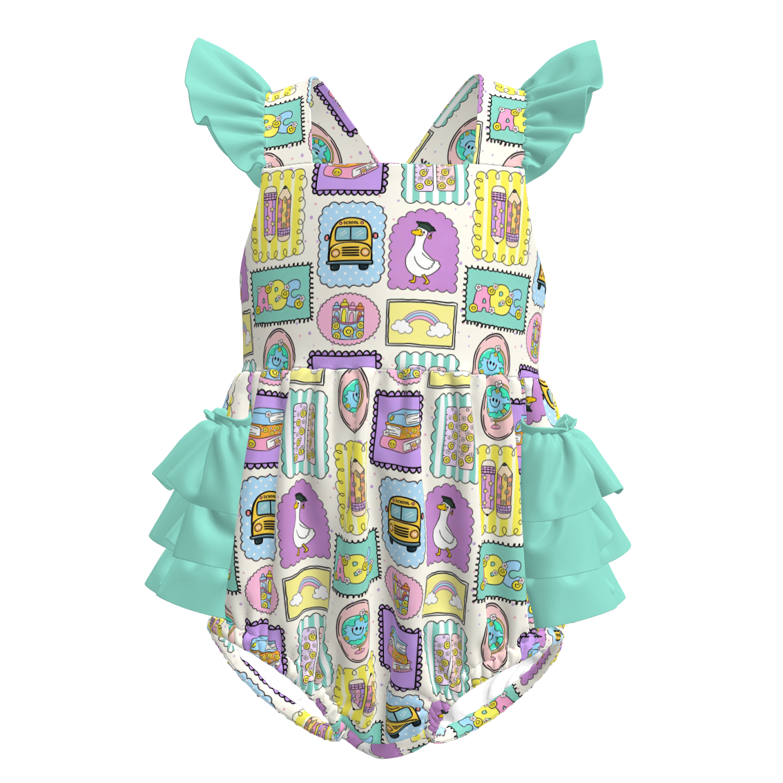 (Pre Order+Prepack Zone)Sisters Summer Back To School Print Dress&Romper