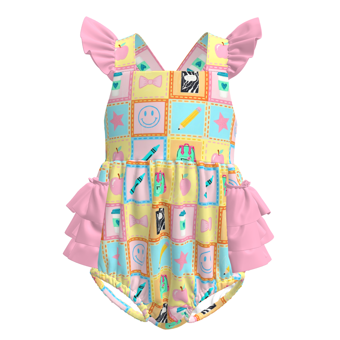 (Pre Order+Prepack Zone)Sisters Summer Back To School Print Dress&Romper