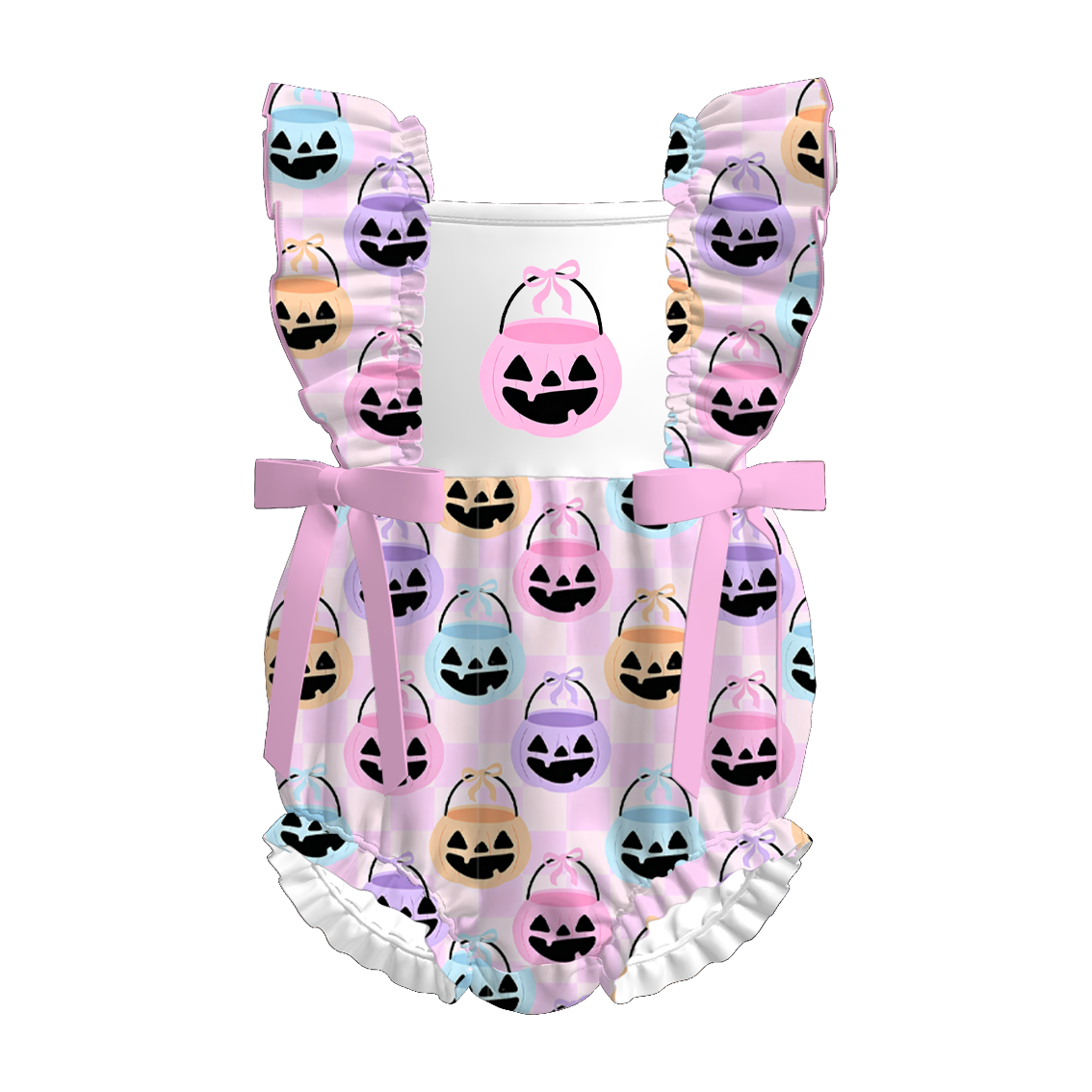 (Pre Order+Prepack Zone)Toddler Girls Halloween Ghost&Pumpkin Print Romper