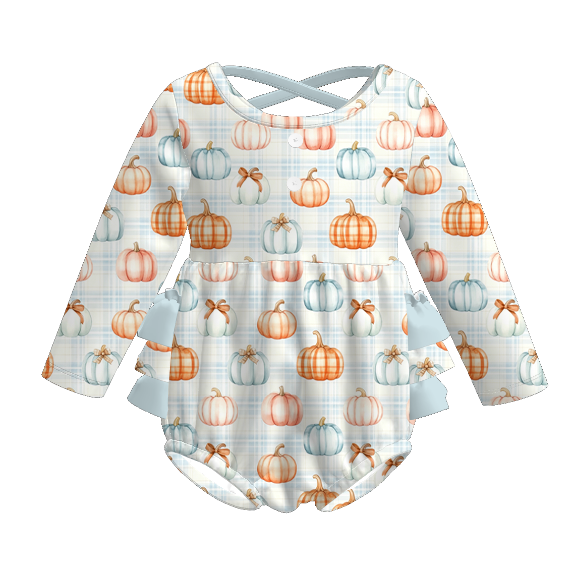 (Pre Order+Prepack Zone)Toddler Girls Fall Pumpkin Print Romper
