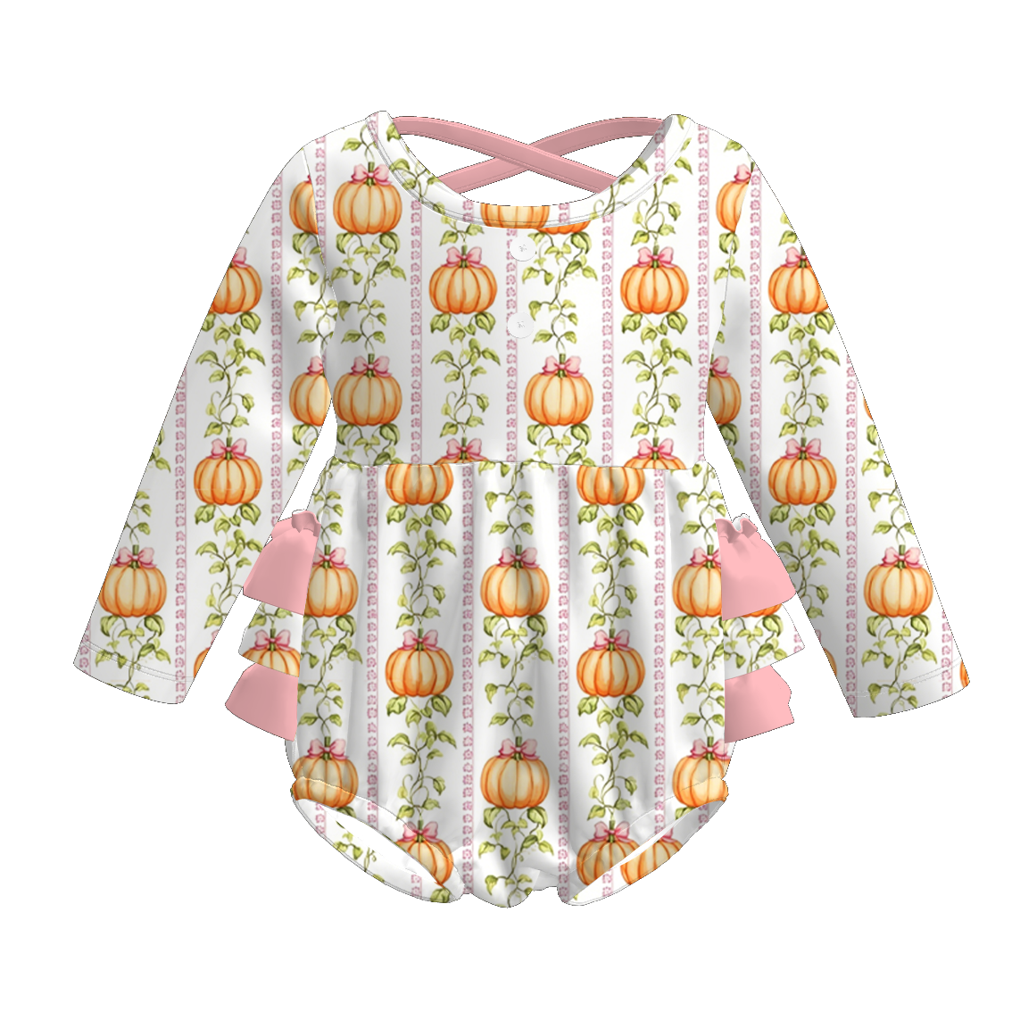 (Pre Order+Prepack Zone)Toddler Girls Fall Pumpkin Print Romper