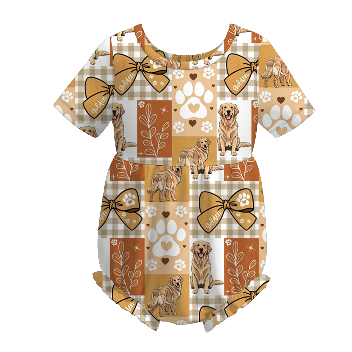 (Pre Order+Prepack Zone)Sisters Fall Puppy Print Dress&Romper