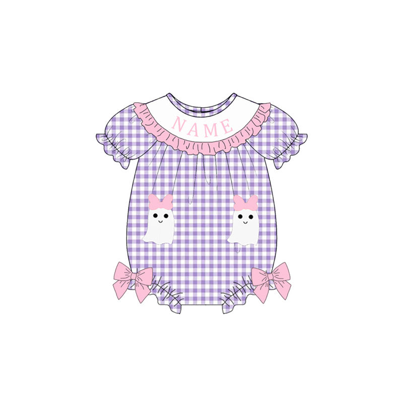 (Pre Order)Sisters Halloween Ghost Applique Name Embroidery Smocked Dress,Set&Romper